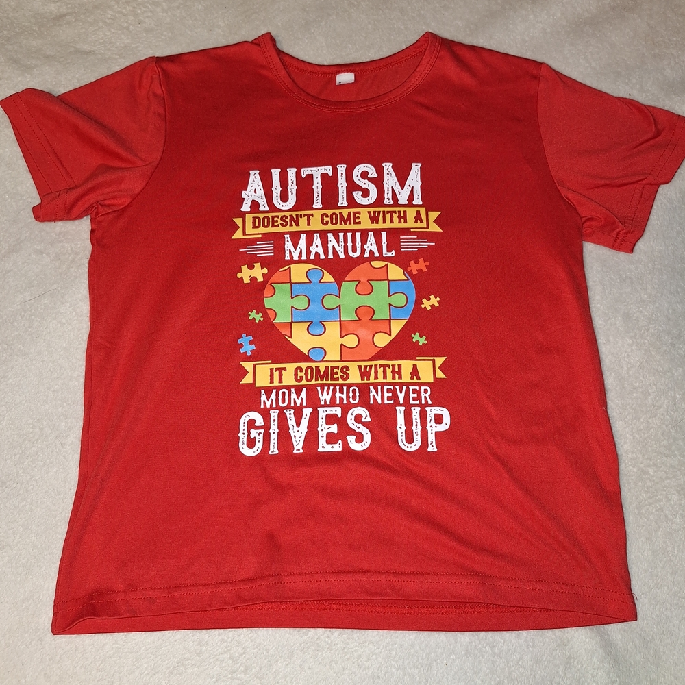 Red Childs Size 9/10 Autism Awareness T-Shirt